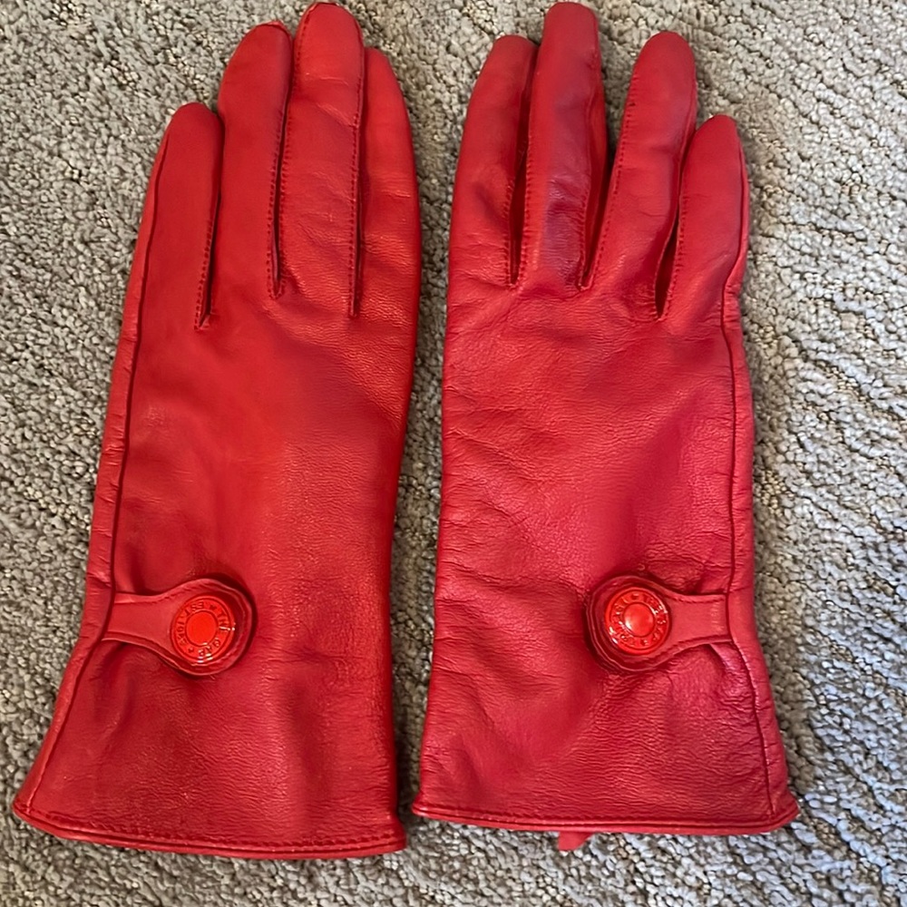 Gap red genuine leather gloves.  EUC